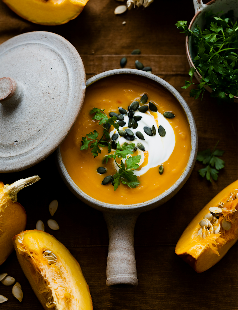 Creamy Roasted Butternut Squash Lentil Soup