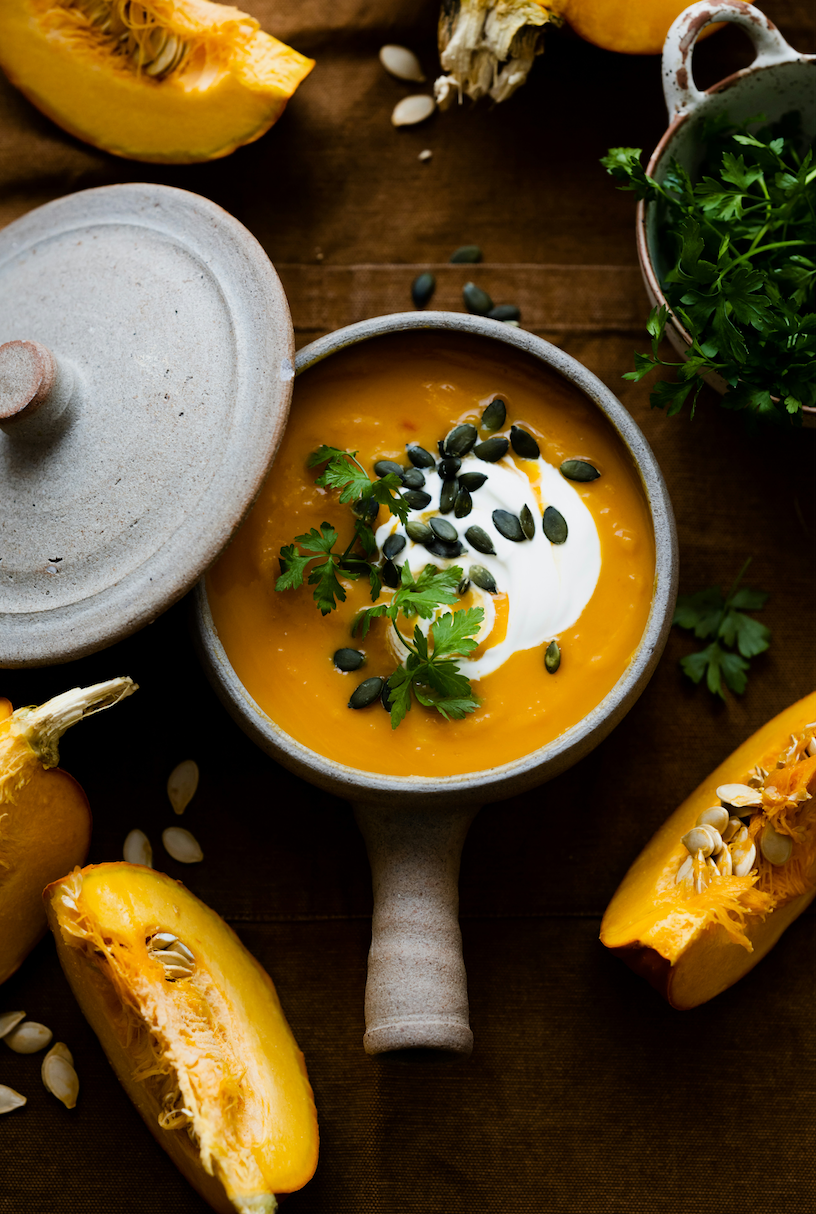Creamy Roasted Butternut Squash Lentil Soup
