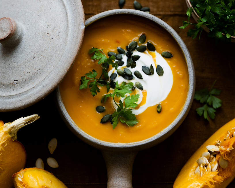 Creamy Roasted Butternut Squash Lentil Soup