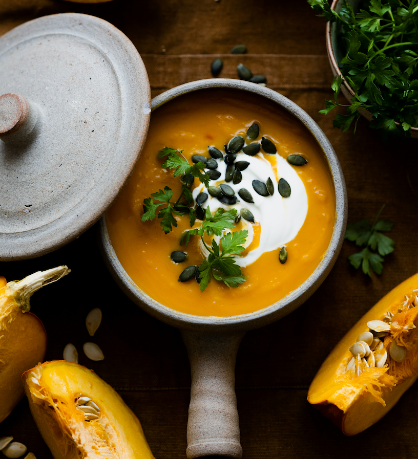 Creamy Roasted Butternut Squash Lentil Soup